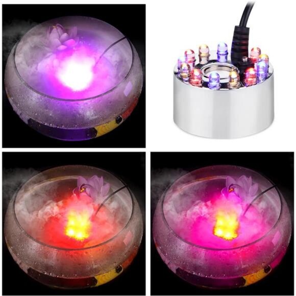 Mist Maker Fogger Water Fountain Pond Fog Machine Atomizer Air Humidifier 12 LED - Picture 1 of 4